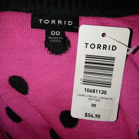 TORRID 00 10 Sweater Long Sleeve Pink Gray NEW - Picture 3 of 3